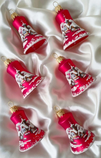 Sada vánočních zvonků ČERVENÁ VÍSKA 6 ks 